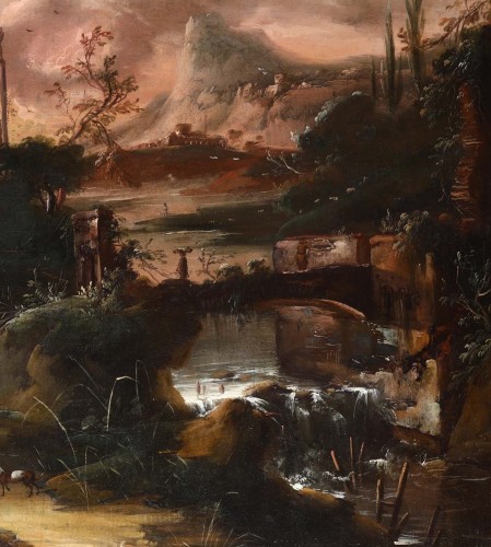 Paintings & Drawings  - Fantastic landscape at sunset  - Venetian school of the 18th century